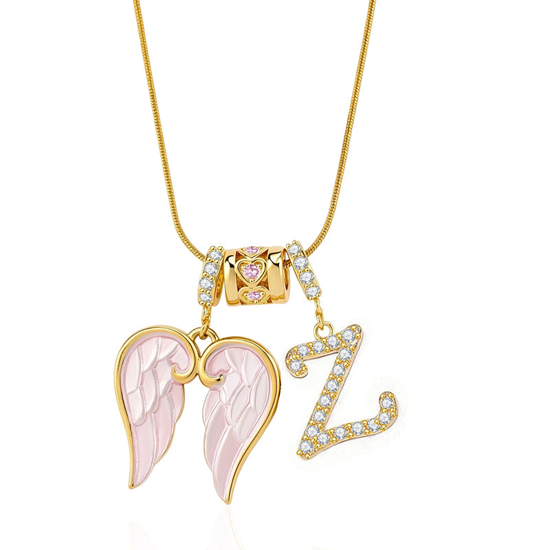 Angel Wings Initial Necklace