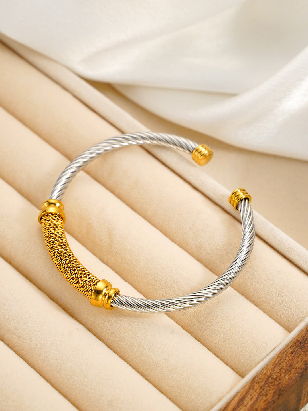 Stainless Steel Cable Cuff Bracelet