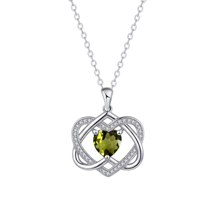 Double Heart Celtic Knot Birthstone Necklace