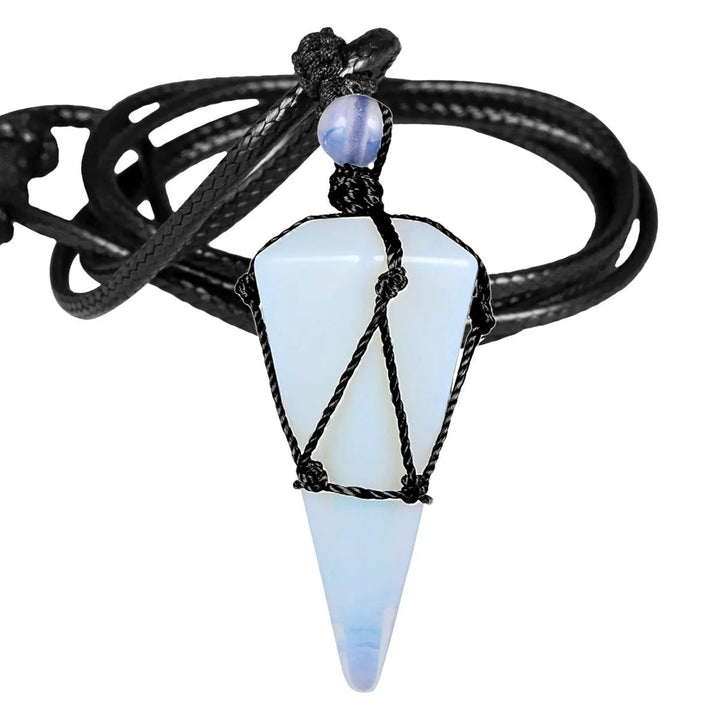 Pointed Cone Braided Pendant Necklace