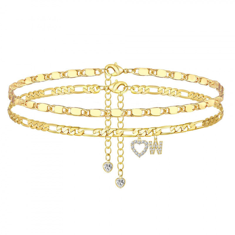 Layered Letter Anklet
