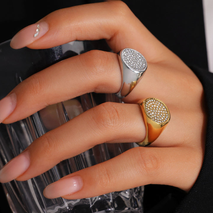 Zircon Pavé Signet Ring