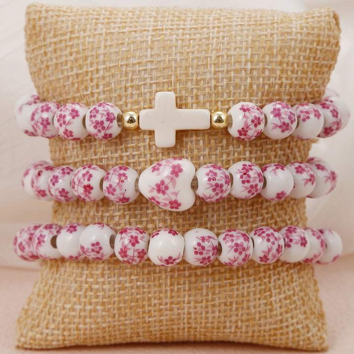 Blue &amp; White Porcelain Cross Bracelet