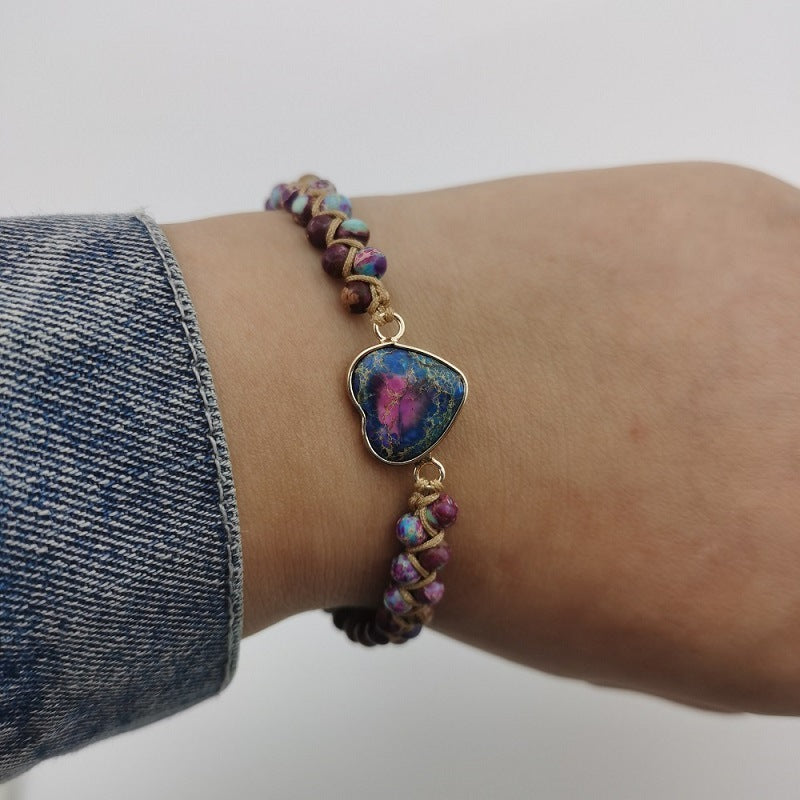 Heart Imperial Stone Woven Bracelet