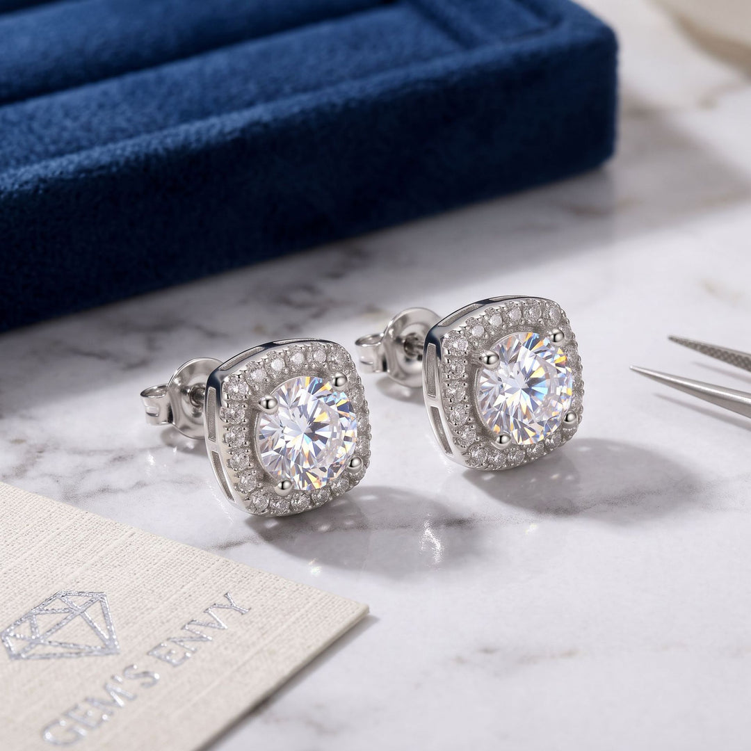Square Zircon Stud Earrings