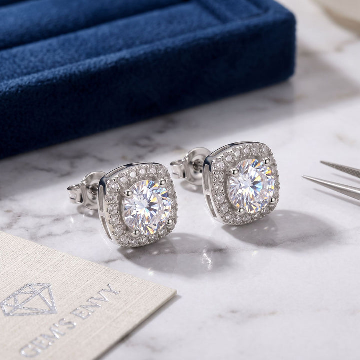 Square Zircon Stud Earrings