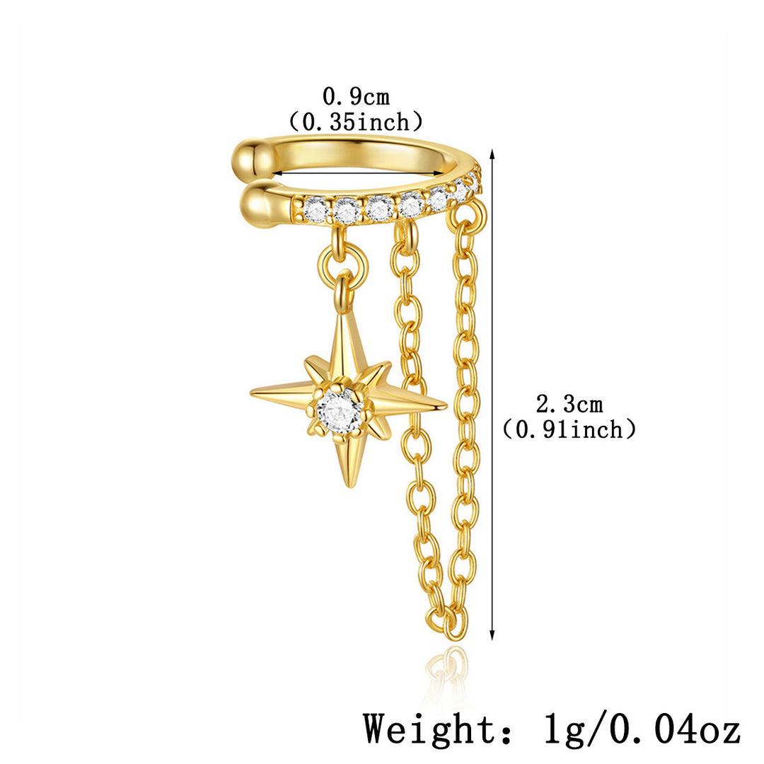 Eight-Pointed Star Chain Ear Cuff