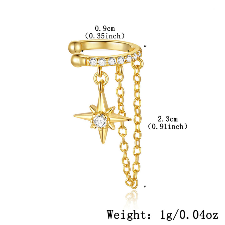 Eight-Pointed Star Chain Ear Cuff