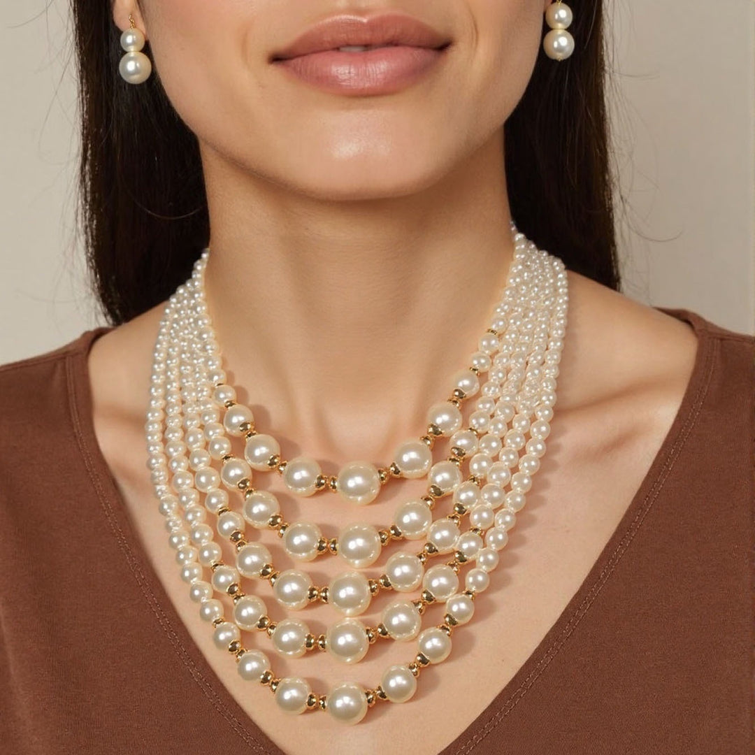 Pearl Elegance Multi-Strand Jewelry Set