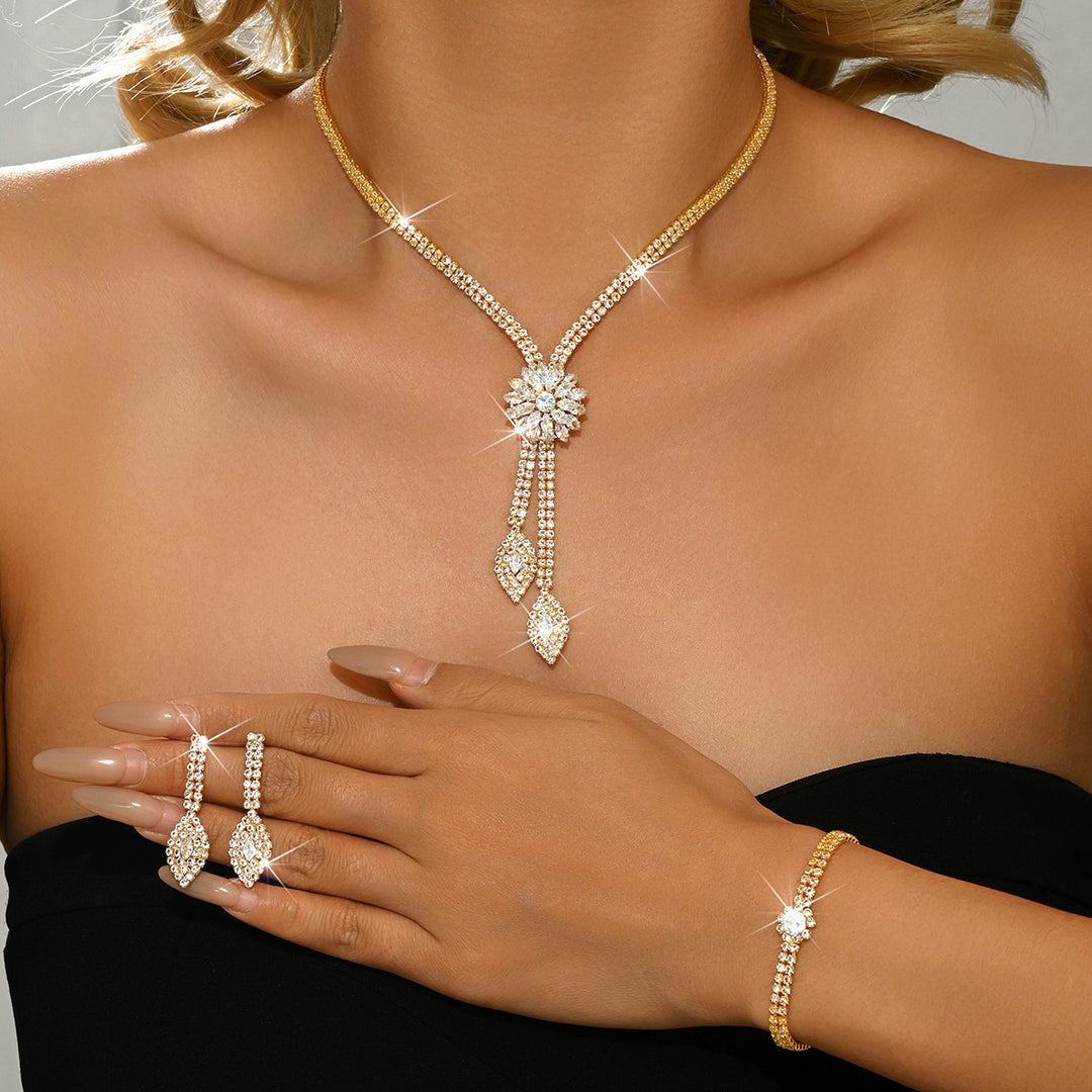 Crystal Flower Zirconia Jewelry Set