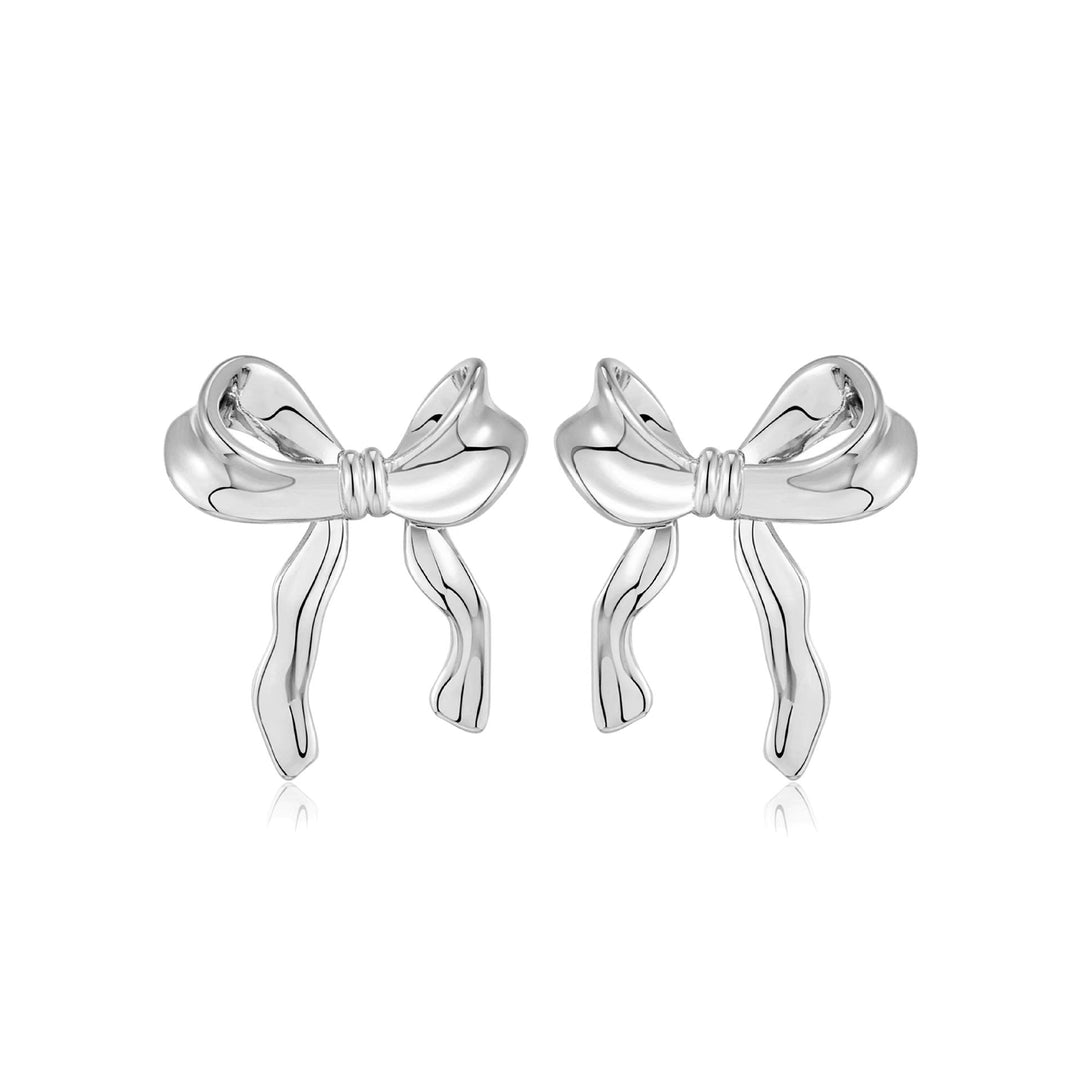 Gold Ribbon Bow Earrings