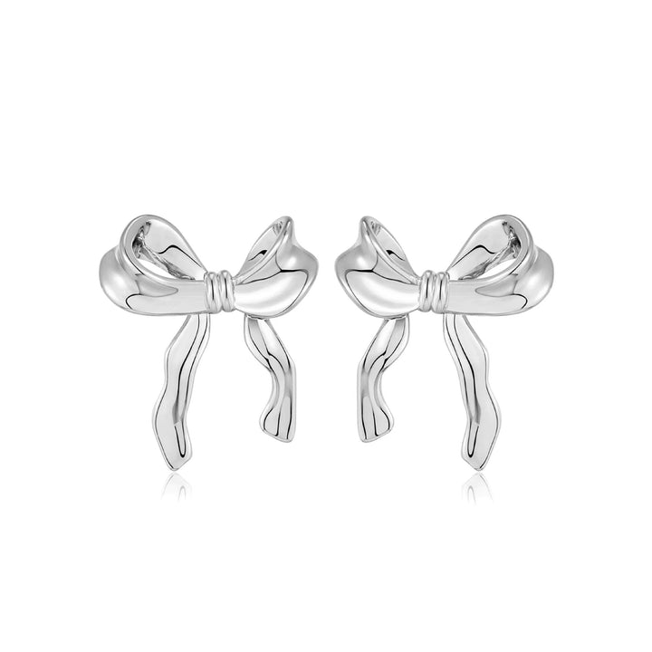 Gold Ribbon Bow Earrings