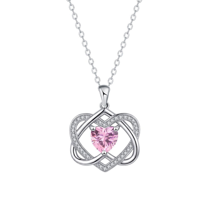 Double Heart Celtic Knot Birthstone Necklace
