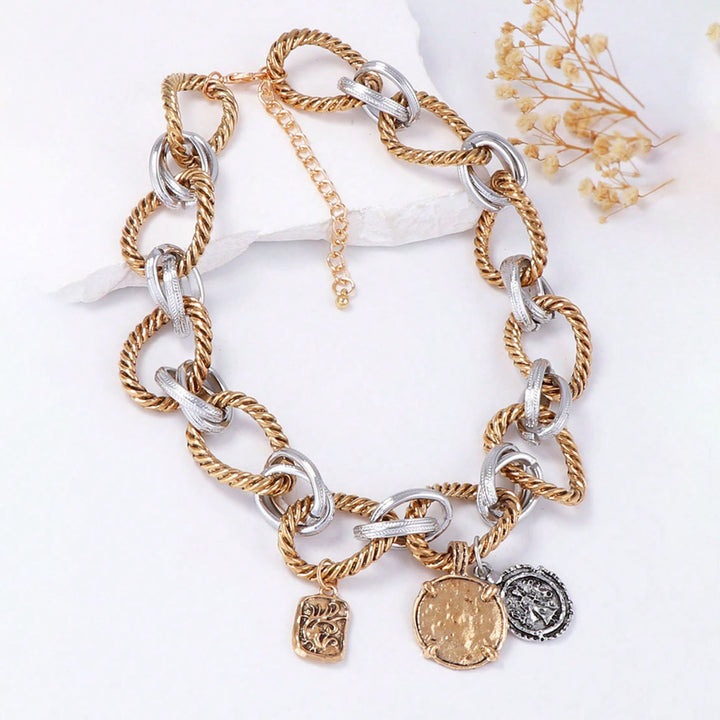 Mixed Metal Charm Necklace