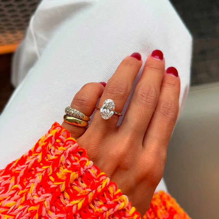 Oval Cut Solitaire Adjustable Ring