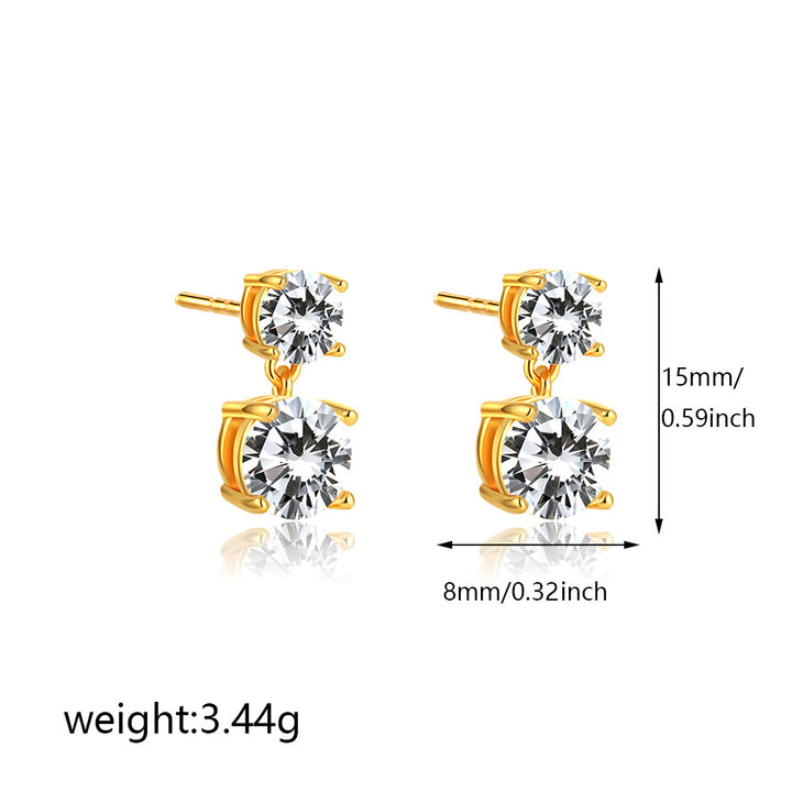 Double Zircon Drop Earrings