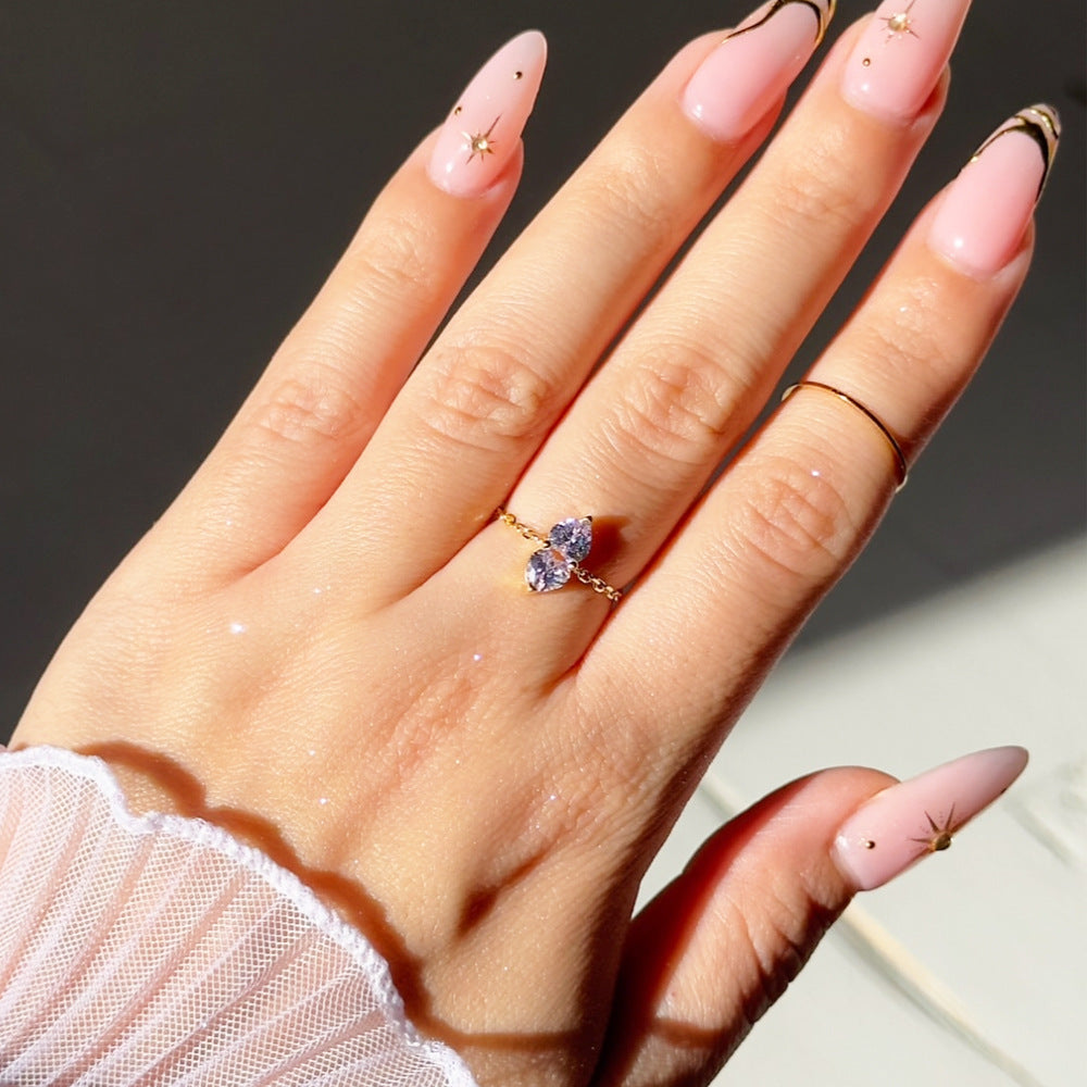 Adjustable Crystal Pull-Chain Ring
