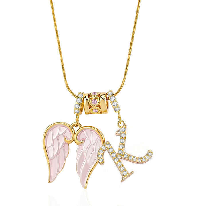 Angel Wings Initial Necklace