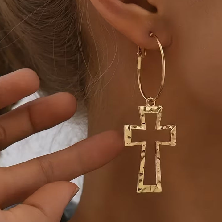 Vintage Cross Hoop Earrings