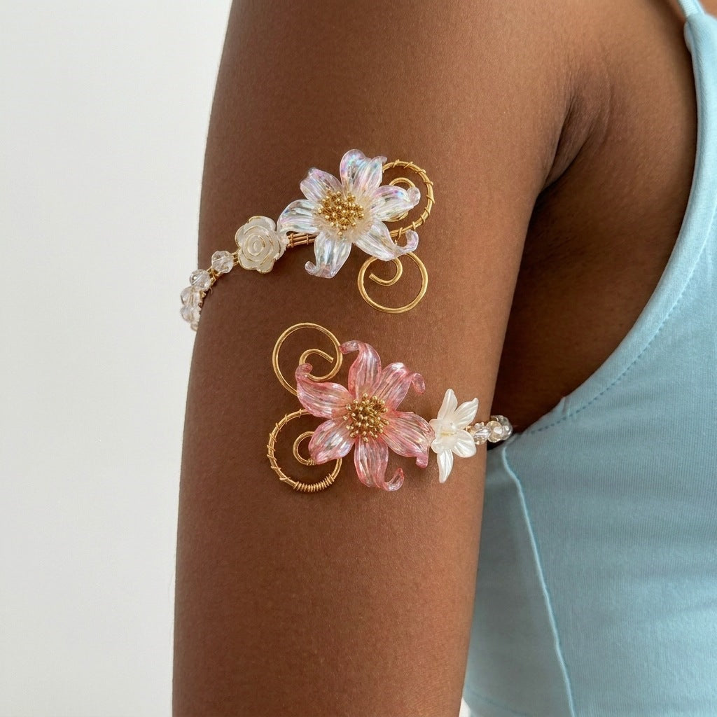 Pearlescent Floral Wrap Arm Cuff