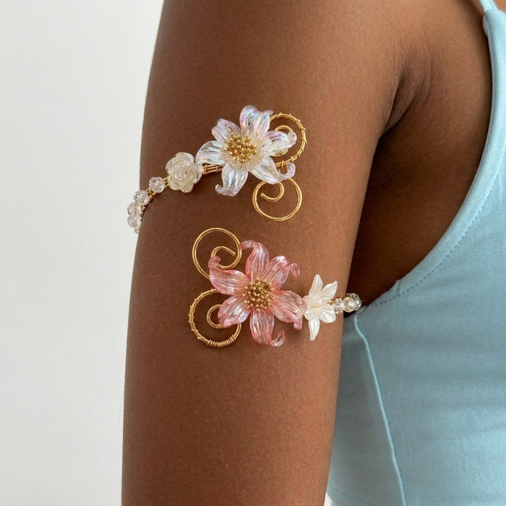 Pearlescent Floral Wrap Arm Cuff