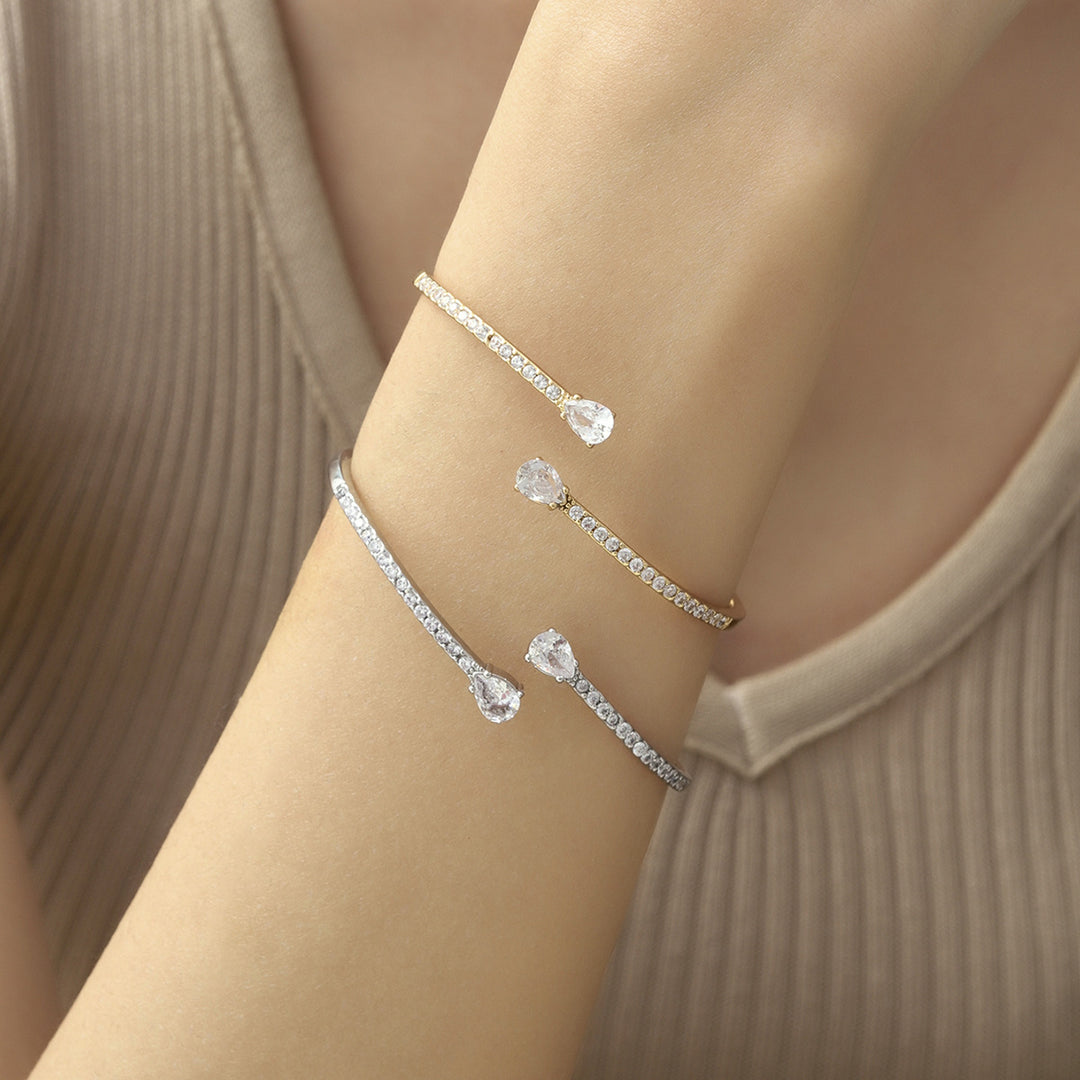 Heart Crystal Cuff Bracelet Set