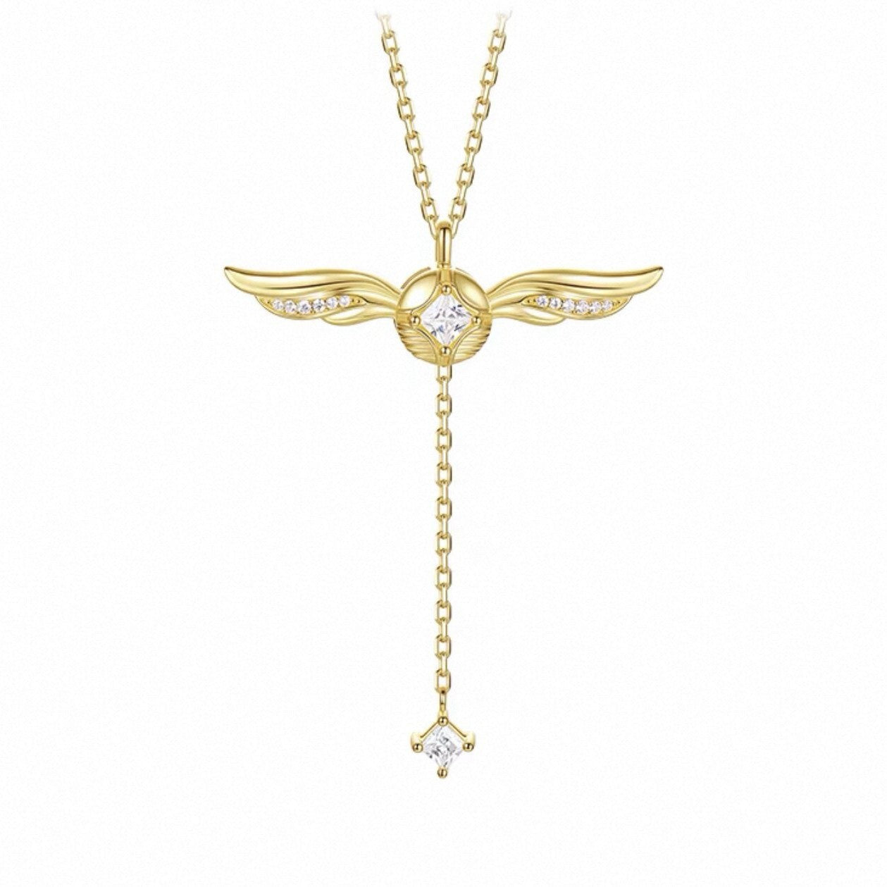 Aurelia Wing Motion Crystal Drop Necklace
