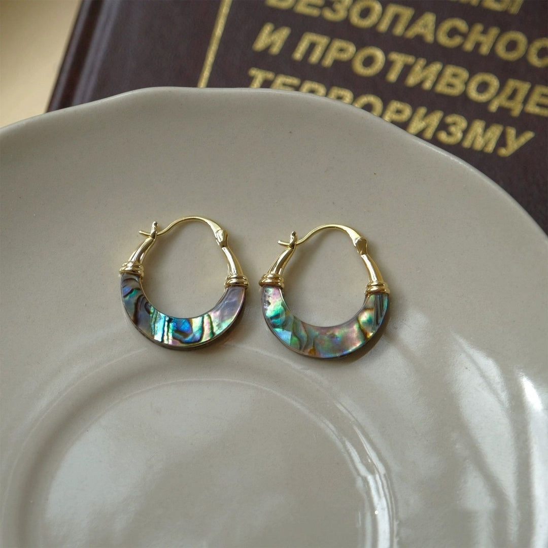 Abalone Shell Gold Hoop Earrings