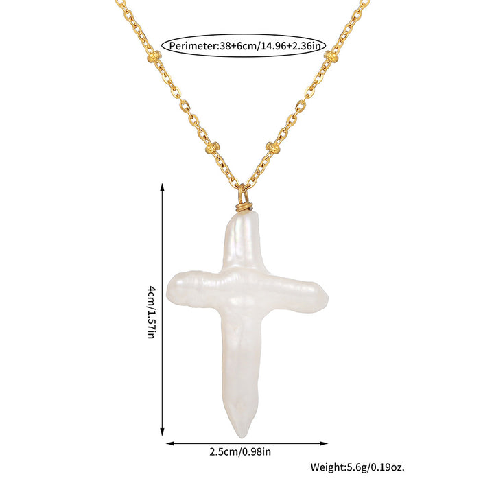 Baroque Pearl Cross Necklace
