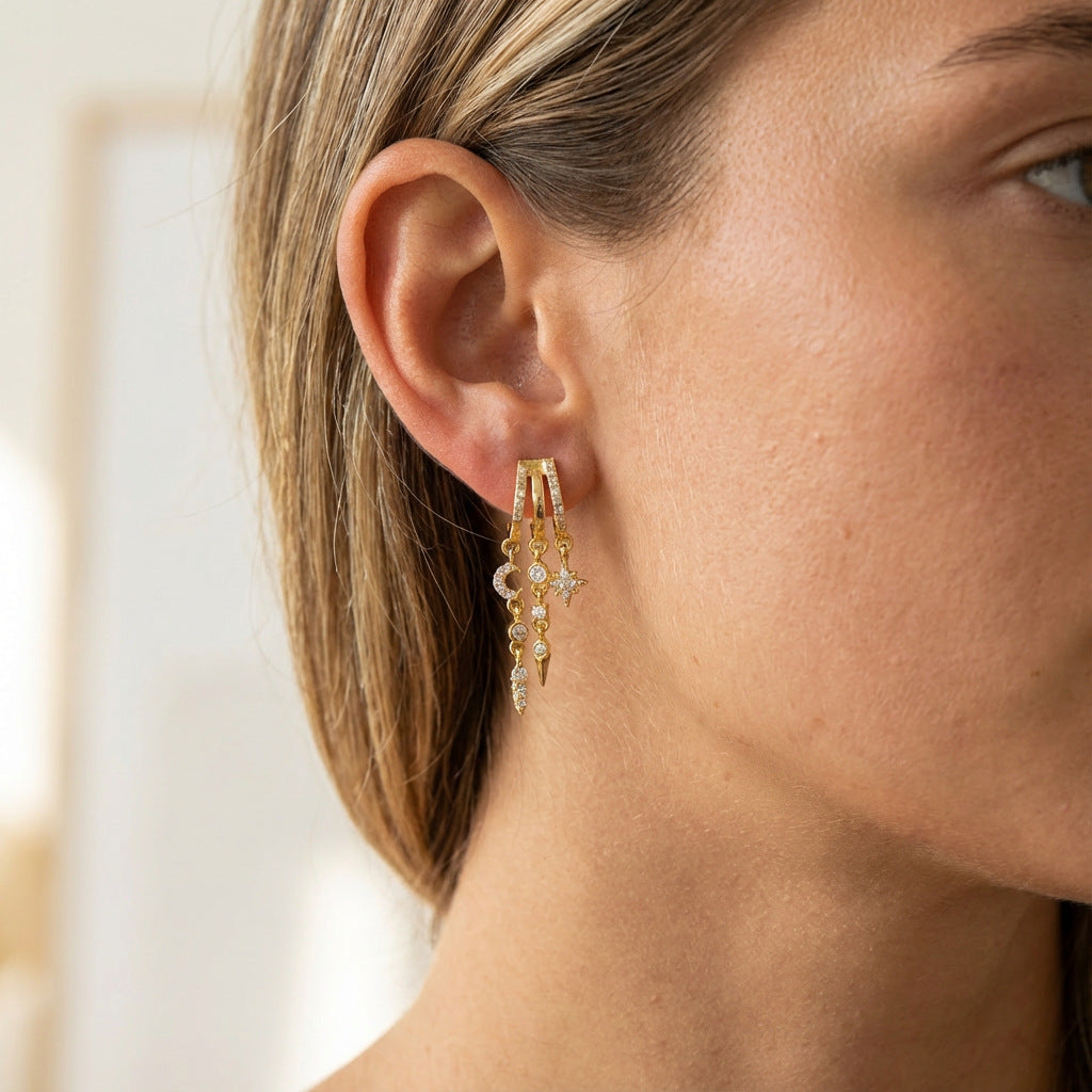 Celestial Zircon Drop Earrings