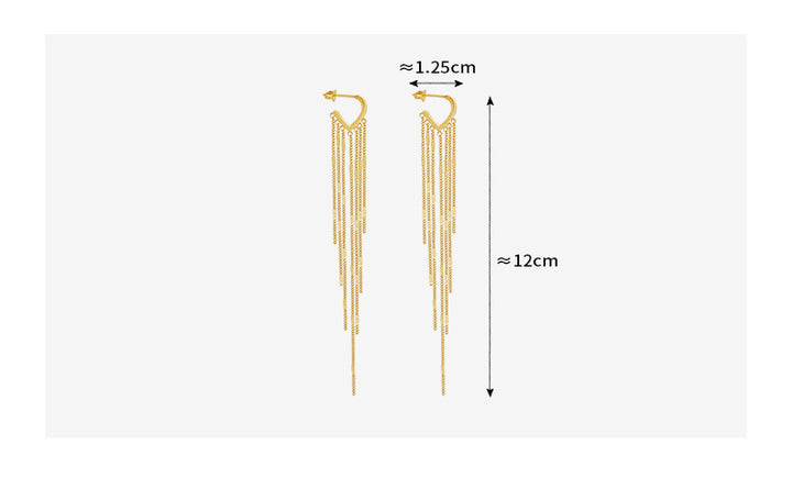 Long Chain Tassel Hoop Earrings