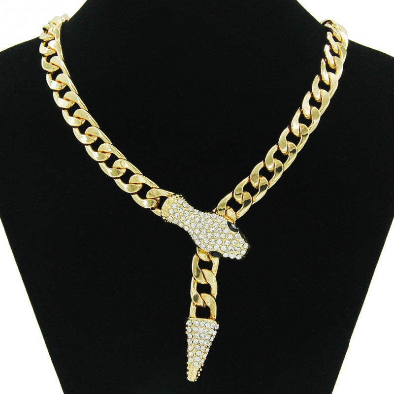 Crystal Snake Pendant Chain Necklace