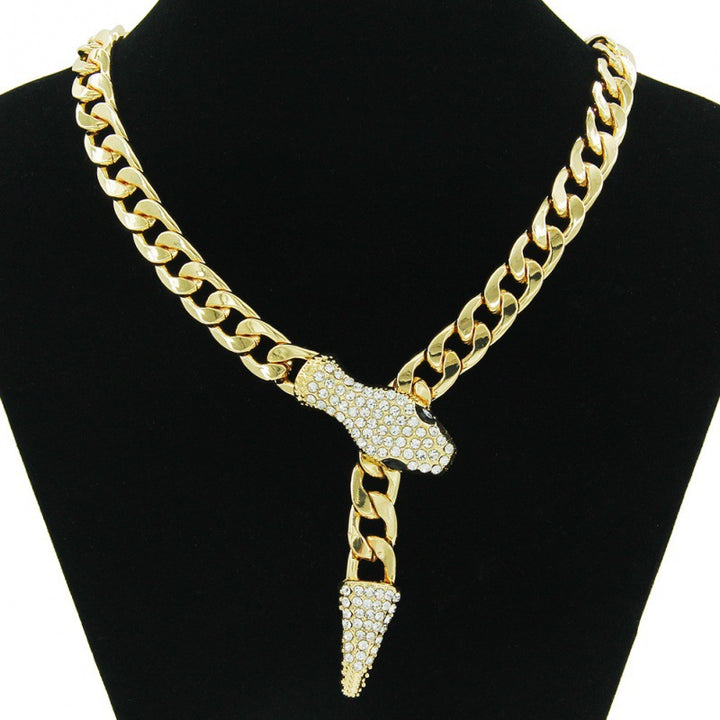 Crystal Snake Pendant Chain Necklace