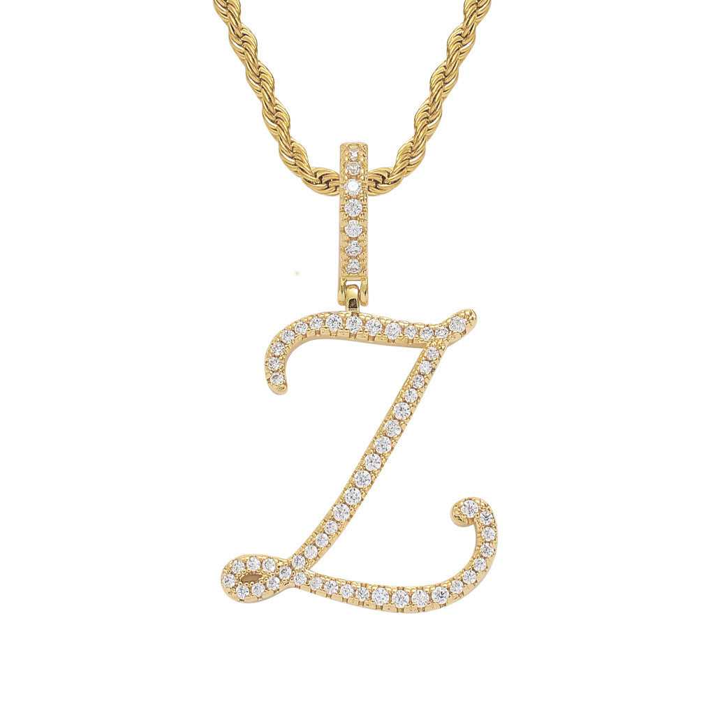 Personalized Letter Zircon Pendant Necklace