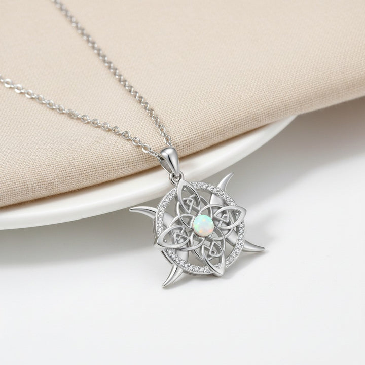 Celestial Celtic Opal Pendant Necklace
