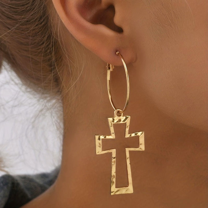Vintage Cross Hoop Earrings