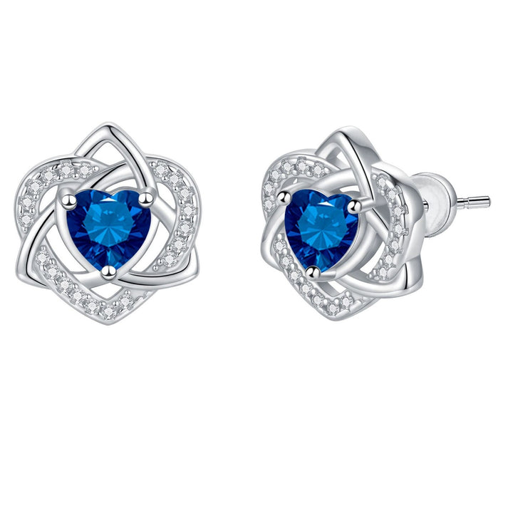 Heart Celtic Knot Birthstone Stud Earrings