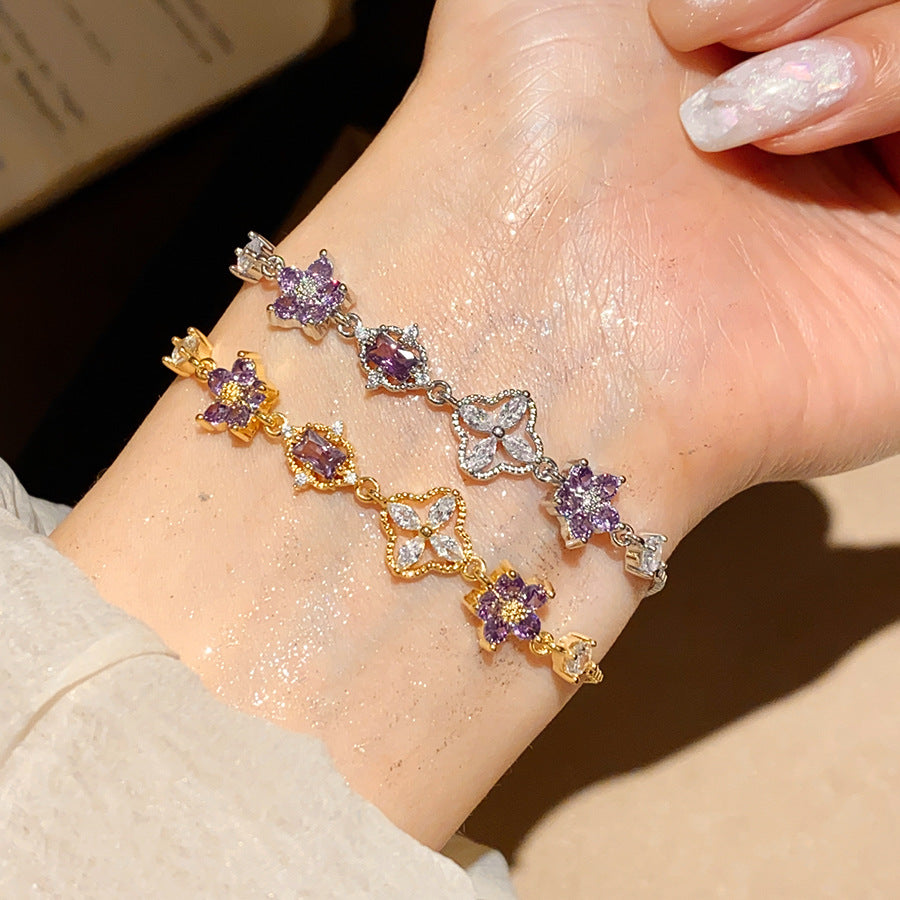 Purple Floral Zircon Bracelet