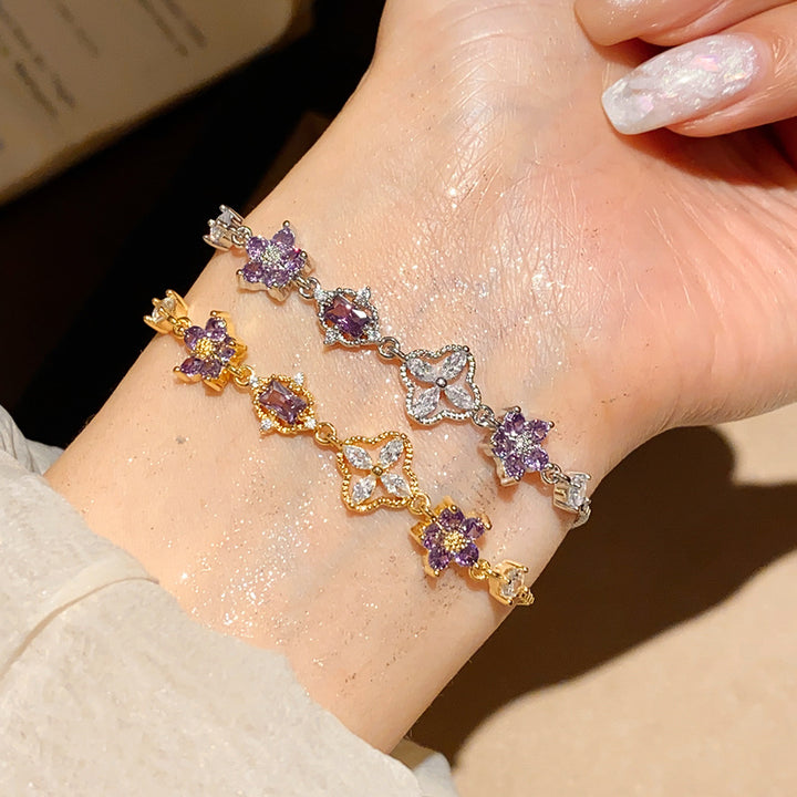 Purple Floral Zircon Bracelet