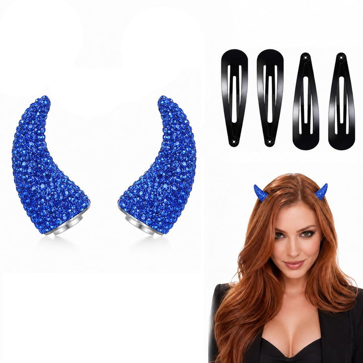 Rhinestone Devil Horn Hair Clips