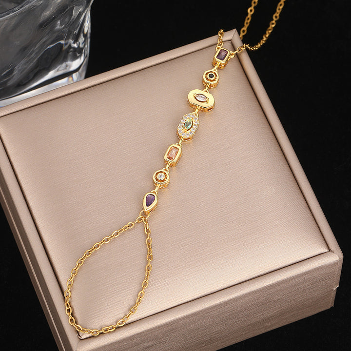 Multi Gem Vertical Chain Bracelet