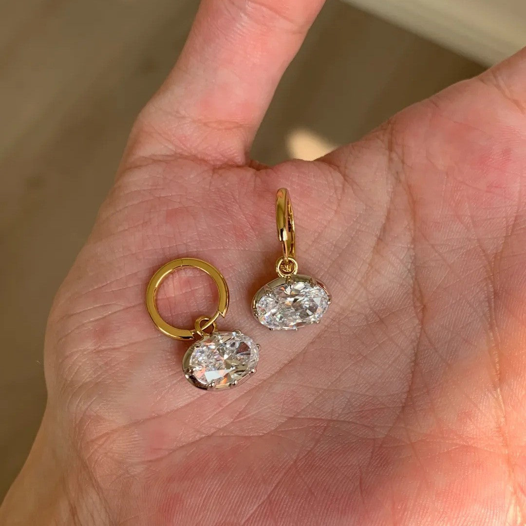 Oval Zircon Hoop Earrings