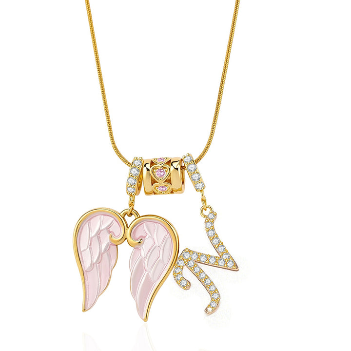 Angel Wings Initial Necklace