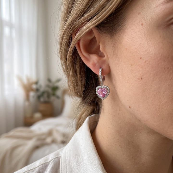 Heart Crystal Drop Earrings Collection