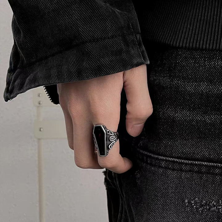 Gothic Coffin Figure Ring