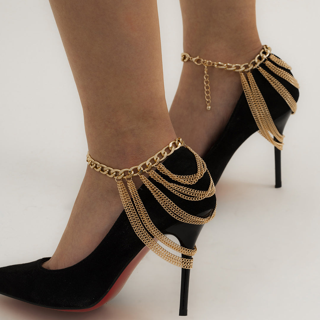 Draped Chain Heel Ankle