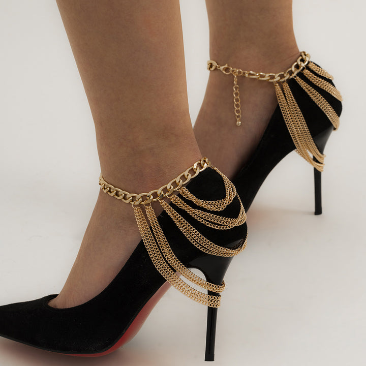Draped Chain Heel Ankle