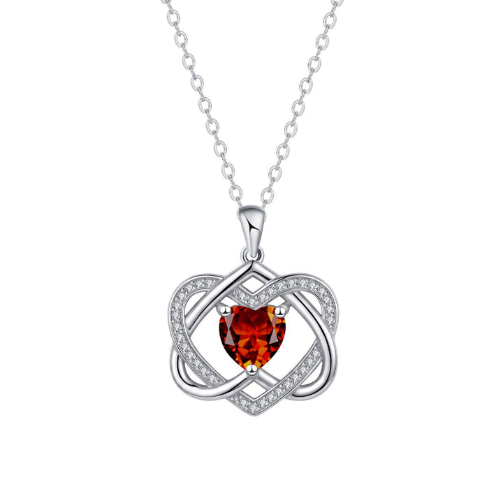 Double Heart Celtic Knot Birthstone Necklace