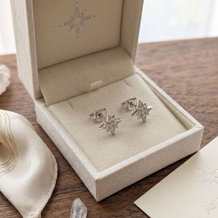 Octagram Zircon Stud Earrings