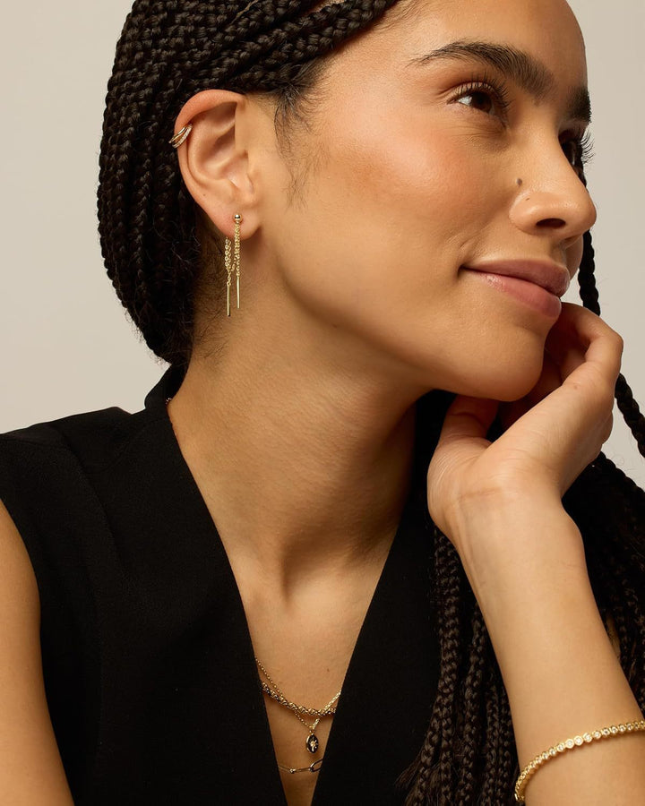 Cubic Zirconia Ball Threader Earscapes